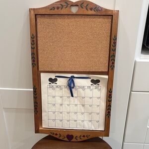 Wooden Cork & Paper Organizer Board with Heart Accents - Brown